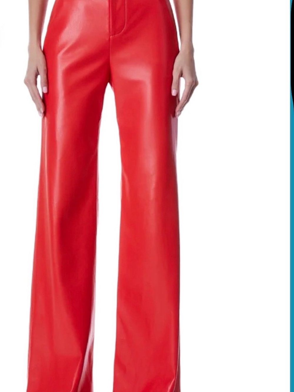 Alice + Olivia Red Wide-Leg Faux Leather Pants